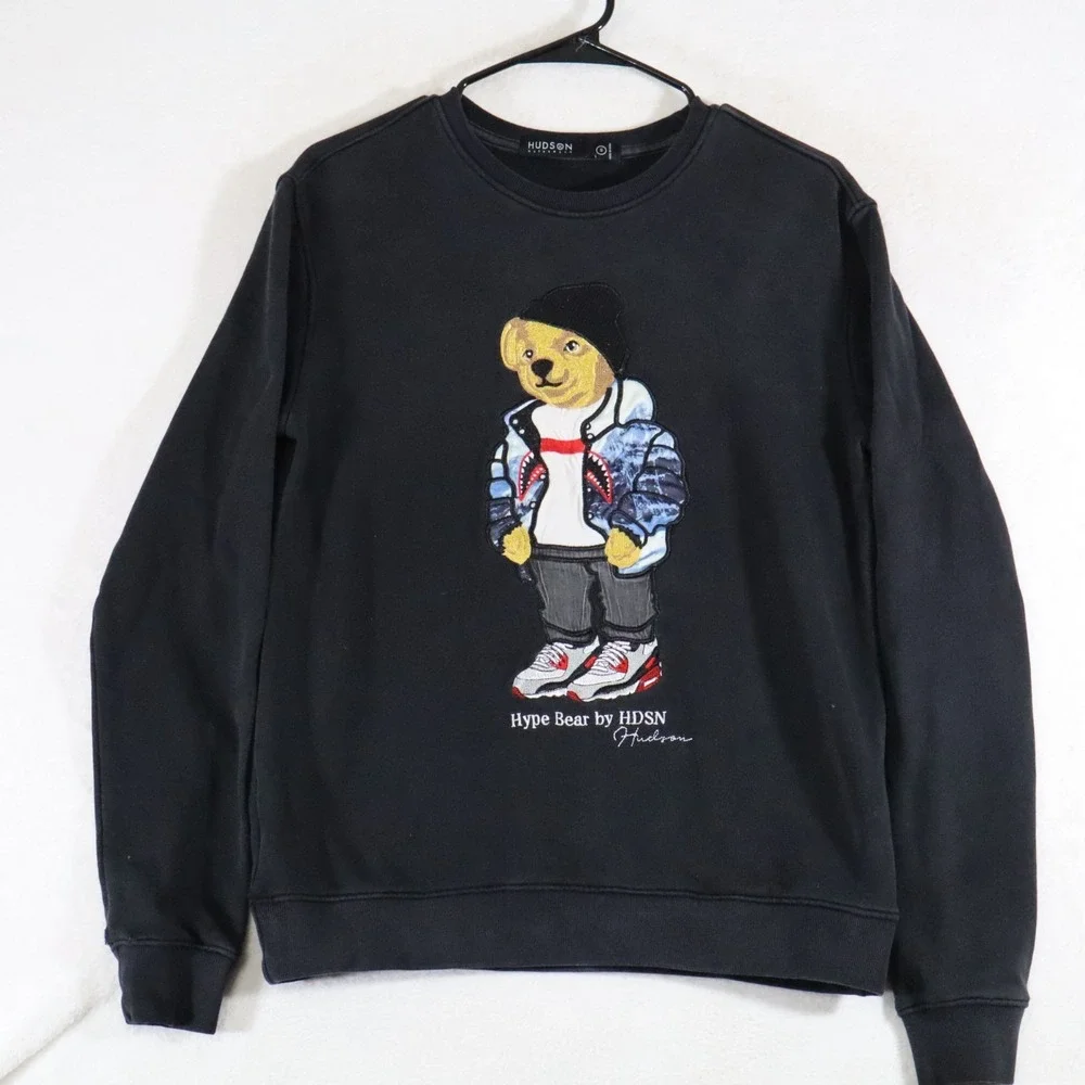 Hudson Outerwear Hype Bear Crewneck Sweatshirt Mens S Black Streetwear HDSN